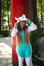 Cargar imagen en el visor de la galería, Kigurumi Unicornio Blanco Con Turquesa Adulto