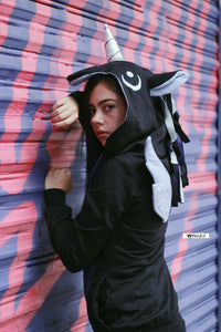 Sudadera Unicornio Negro Con Morado Adulto